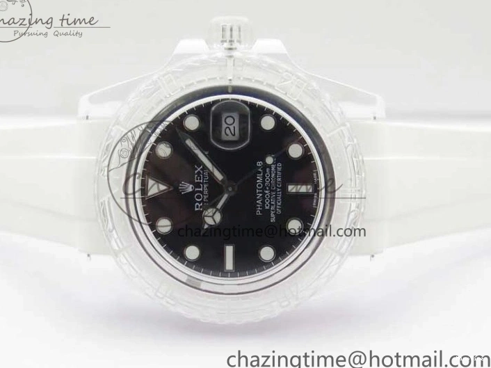 MiroTime 0116 Submariner Phantomlab Transparent KZF Best Edition Black Dial on White Rubber Strap VR StreetReady 2567